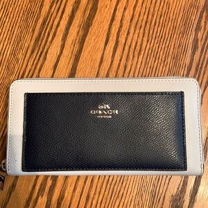 Coach Zip Around Wallet, Chalk and Navy Blue